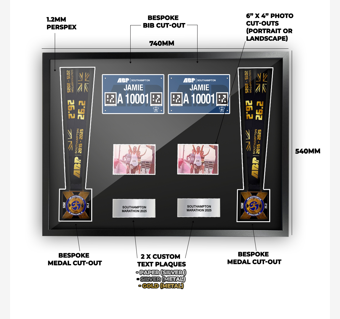 2025 Southampton Marathon Double Medal Framing Kit