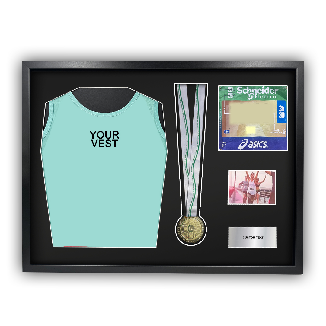 2025 Paris Marathon medal and vest framing kit 2025 Paris Marathon Medal and Vest Framing Kit - Image 1